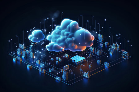 Server connect technology networking global cloud digital business communication computing concept database cyberspaceの素材