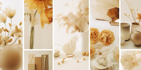 Set romantic space bottle arrangement collage wedding art flower nature copy perfume vintage bouquetの素材