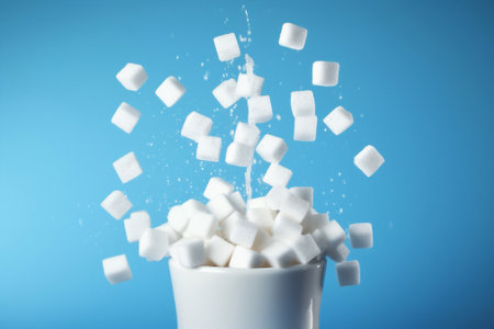 Sugar heap sweet crystal sweetener dessert ingredient refined bucket whiteの素材