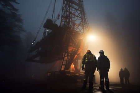 Crew fog construction workers rig industrial work oil production building helmetの素材