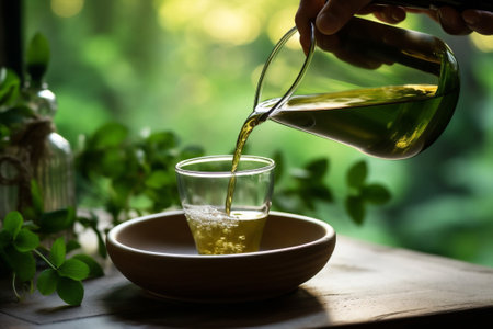 Herbal drink background water teapot hot fresh teaの素材