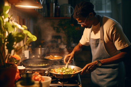 Man food cook professional chef kitchen restaurantの素材