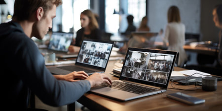 Lifestyle network online web laptop digital group people freelance editor education videoの素材