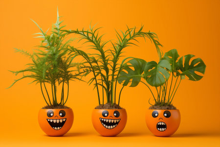 Fresh leaves white plant agriculture green nature grow pot gardening growth springの素材