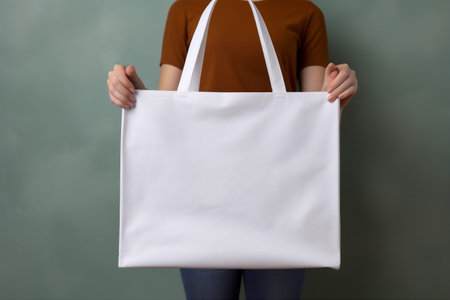 woman layout fashion market buy shopping purchase white advertising template bag. Generative AI.の素材