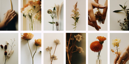 Flower collage copy space bouquet nature vintageの素材