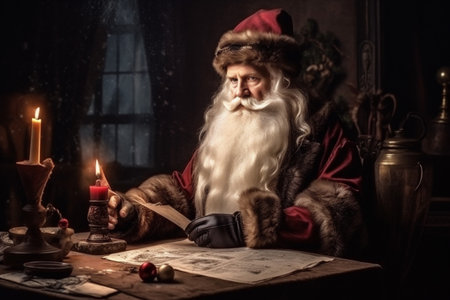 present letter christmas wish table merry santa gift holiday eve. Generative AI.の素材