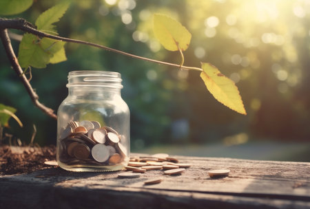 currency finance money growth can business cash coin plant leaf. Generative AI.の素材
