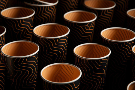 Friendly eco cups empty container disposable blank takeaway paper drinkの素材