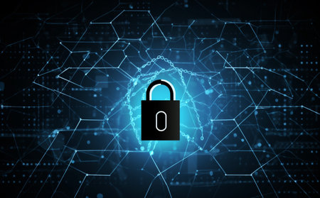 digital security lock information technology system protection network cyber cyberspace. Generative AI.の素材