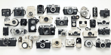 Lens collection shop film equipment old retro vintage photo antique camera technologyの素材