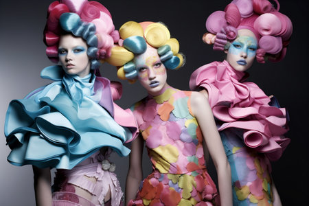 latex woman face beauty fashion girl colourful posing portrait beautiful model. Generative AI.の素材