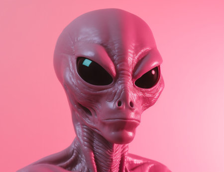 fiction fantasy pink person alien portrait illustration science beautiful face art. Generative AI.の素材