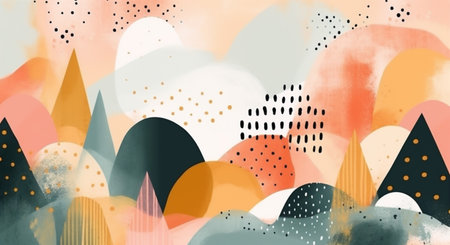 print texture minimal art scandinavian poster background contemporary modern abstract shape. Generative AI.の素材