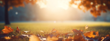 Tree bokeh background nature yellow sunny seasonal park autumn fall wooden woodの素材