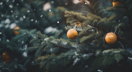 blur winter light tree holiday year background christmas celebration decoration bokeh. Generative AI.の素材