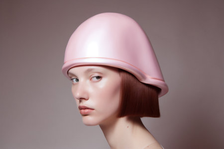 creative woman person art glasses portrait beauty fashion hat latex colourful. Generative AI.の素材