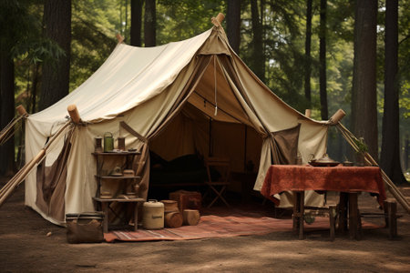 Travel camp vacation adventure summer nature forest tent outdoors trip landscapeの素材