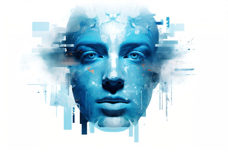 Digital code artificial concept human future ai avatar brain science futuristic virtual technologyの素材
