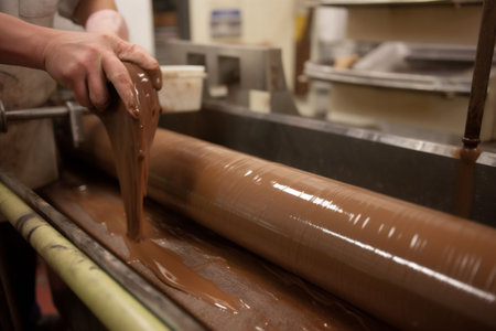 industrial production factory manufacturing sweet dessert industry food candy chocolate. Generative AI.の素材