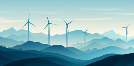 Wind environment electricity nature renewable landscape energy alternative technology turbine ecological windmillの素材