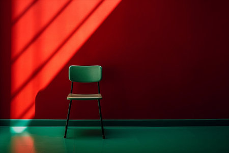 Chair minimal concept red green wall modern lamp room furniture interior design floorの素材