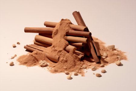 Powder seasoning stick flavoring food cinnamon spices brown ingredient dryの素材