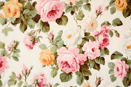 Pattern seamless retro wallpaper flower blossom pink vintage design decorativeの素材