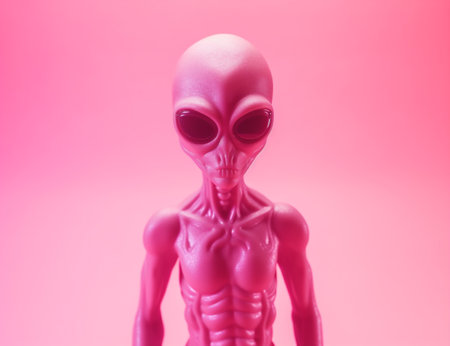 art illustration pink fiction beautiful alien science person face portrait fantasy. Generative AI.の素材