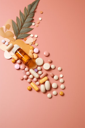 medicine leaf herb pill natural oil cannabis herbal capsule plant. Generative AI.の素材