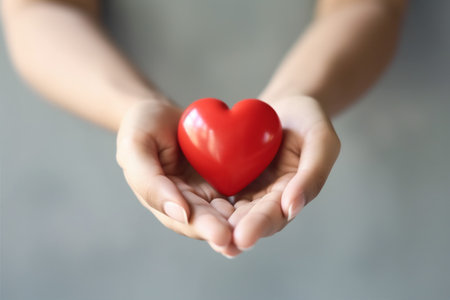 cardiogram woman valentine love donor red care hand health transfusion hold. Generative AI.の素材