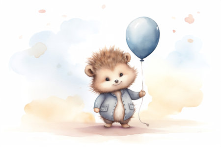 Hedgehog baby design cartoon balloon children art illustration cute animalの素材