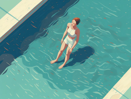 woman illustration holiday water person pool summer young girl swim happy. Generative AI.の素材