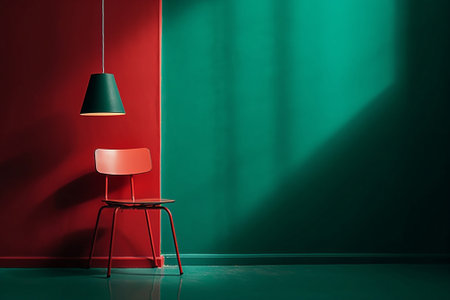 Wall red modern interior design minimalの素材