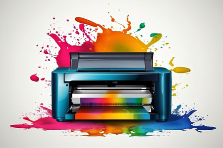 Art background abstract drawing banner printer graphic multicolored ink colorful print rainbow design paintの素材