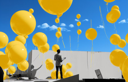 Air fly clouds space white climate nature summer sky balloon blueの素材