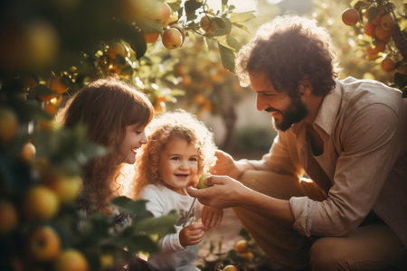 Mother man garden father family happyの素材