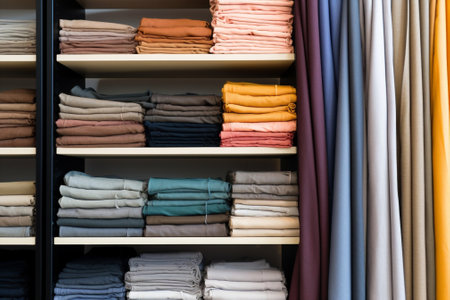 Design shop cotton fabric textile market clothes fashion colorful storeの素材