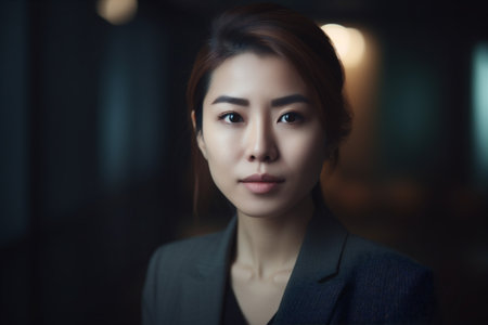 business woman confident office portrait copy businesswoman asian happy ceo corporate space. Generative AI.の素材