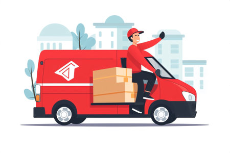 Delivery man box scooter fast motorcycle service courierの素材