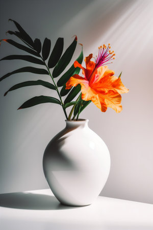 sunshine bouquet vase flower pink floral red beautiful decoration background poppy. Generative AI.の素材