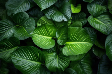bush colourful background green nature tropical palm jungle forest tree leaf. Generative AI.の素材
