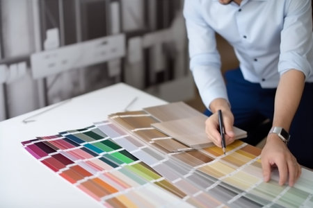 swatch choice designer palette project interior sample selection color design home. Generative AI.の素材