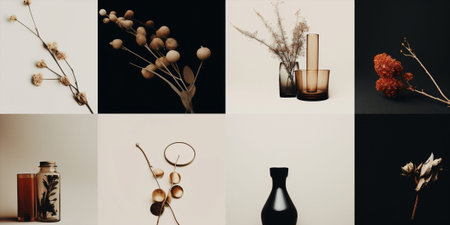Collage space bouquet flower vintage romantic set copy art nature perfumeの素材