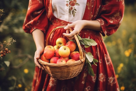 Woman plant gardener farmer basket working watering picking horticulture organic flower agriculture businessの素材