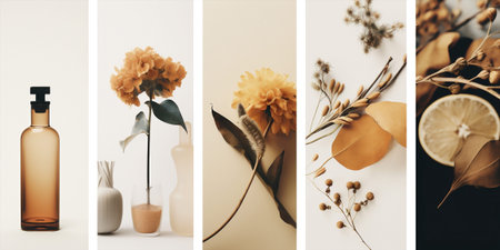 Vintage bouquet space copy flower collageの素材