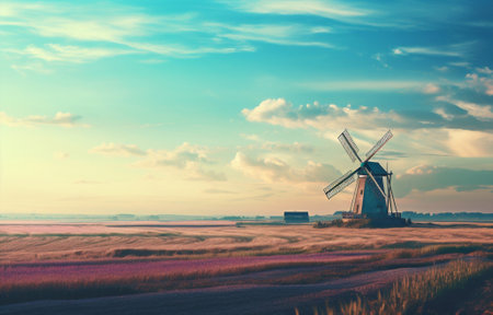 Technology energy ecological environment turbine wind windmill alternative nature renewable electricity landscapeの素材