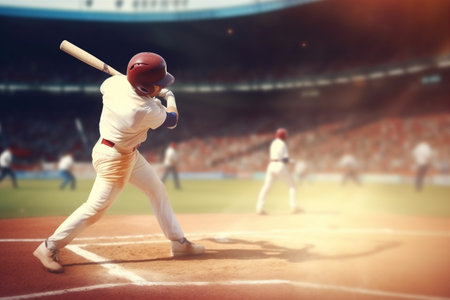 game man ball sport field activity athlete team bat player baseball. Generative AI.の素材