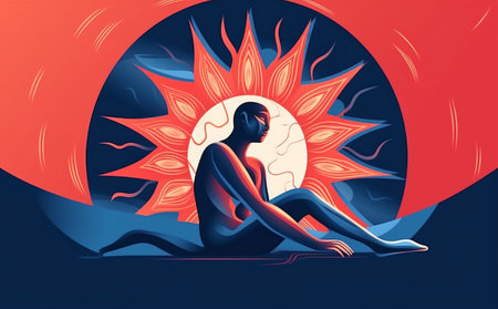 woman modern contemporary portrait graphic design art print abstract minimal painting. Generative AI.の素材