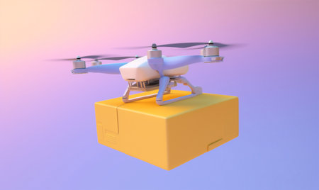 fly technology fast cargo aircraft blue air helicopter delivery drone. Generative AI.の素材